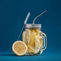 Фото товара Набор Mellow, с изогнутой трубочкой, серебристый