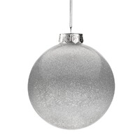 Фото товара Елочный шар Finery Shine, 10 см, глянцевый серебристый с глиттером