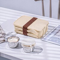 Фото товара Набор с термокружкой, блокнотом, ручкой и ланчбоксом "Refreshment", зеленое яблоко