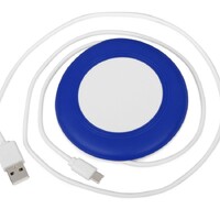 Фото товара Беспроводное зарядное устройство со встроенным кабелем 2-в-1 "Disc", синий