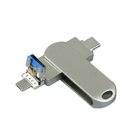 Фото товара Металлическая флешка для айфона 3 в 1 (i-flash_TYPEC_3_in_1.128.S, I= 128 Гб USB 3.0, Металлический корпус. Без перс.)