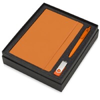 Фото товара Подарочный набор Vision Pro Plus soft-touch с флешкой, ручкой и блокнотом А5, оранжевый