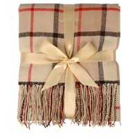 Фото товара Плед акриловый в клетку Tartan, бежевый