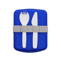 Фото товара Ланч-бокс Lunch Blue line со столовыми приборами (синий)