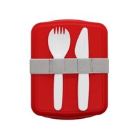 Фото товара Ланч-бокс Lunch Blue line со столовыми приборами (красный)