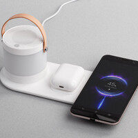 Фото товара Настольная беспроводная (15W) зарядная станция "Smart Home" с bluetooth колонкой-лампой