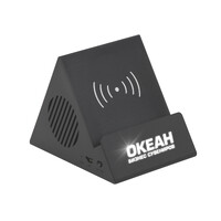 Фото товара Bluetooth колонка-подставка "Rock" 3Вт с беспроводным зарядным устройством и подсветкой логотипа