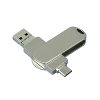 Фото товара Металлическая флешка для айфона 3 в 1 (i-flash_TYPEC_3_in_1.128.S, I= 128 Гб USB 3.0, Металлический корпус. Без перс.)