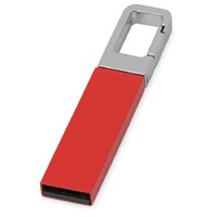 Фото товара Флеш-карта USB 2.0 16 Gb с карабином "Hook", красный/серебристый