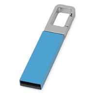 Фото товара Флеш-карта USB 2.0 16 Gb с карабином "Hook", голубой/серебристый