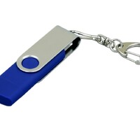 Фото товара Флешка с  поворотным механизмом, c дополнительным разъемом Micro USB, 16 Гб, синий