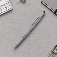 Фото товара Ручка шариковая металлическая "Tool", серый. Встроенный уровень, мини отвертка, стилус