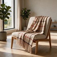 Фото товара Плед акриловый в клетку Tartan, бежевый